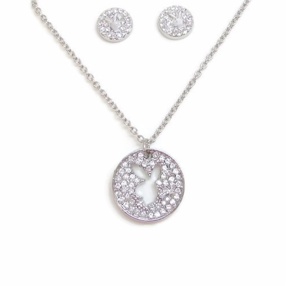 Playboy Jewelry Set Bunny Necklace Stud Earrings in Gift Box Swarovski Crystals - Picture 4 of 15